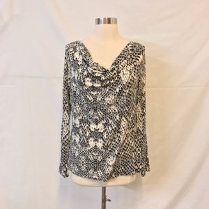 212 Collection Snakeskin Printed Cowl Neck Top Small